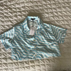 Cotton candy la swirl satin crop top